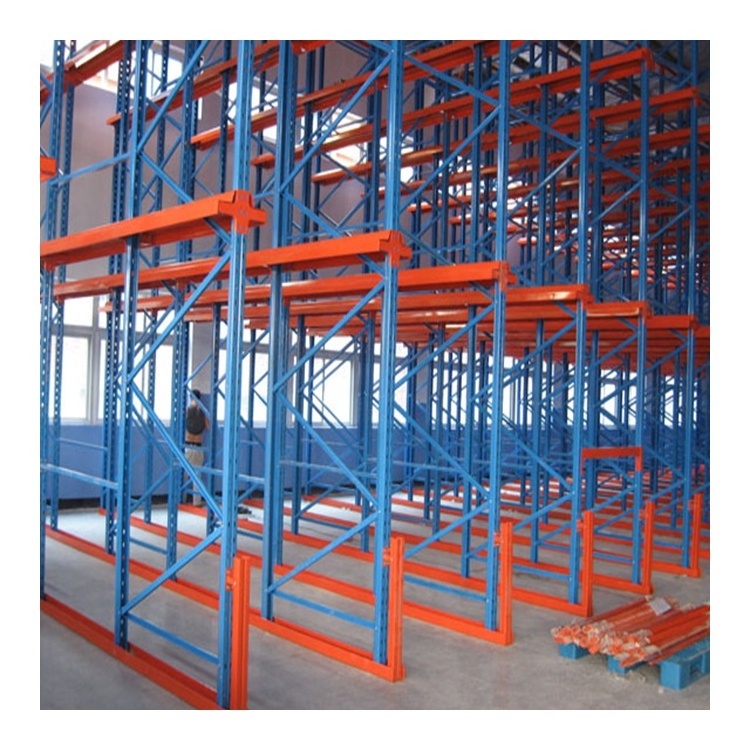 Space Saving Adjustable Drive Thru Pallet Racking System Metal Storage Rack Box Beams