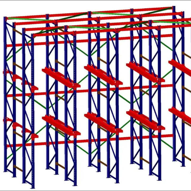 Space Saving Adjustable Drive Thru Pallet Racking System Metal Storage Rack Box Beams