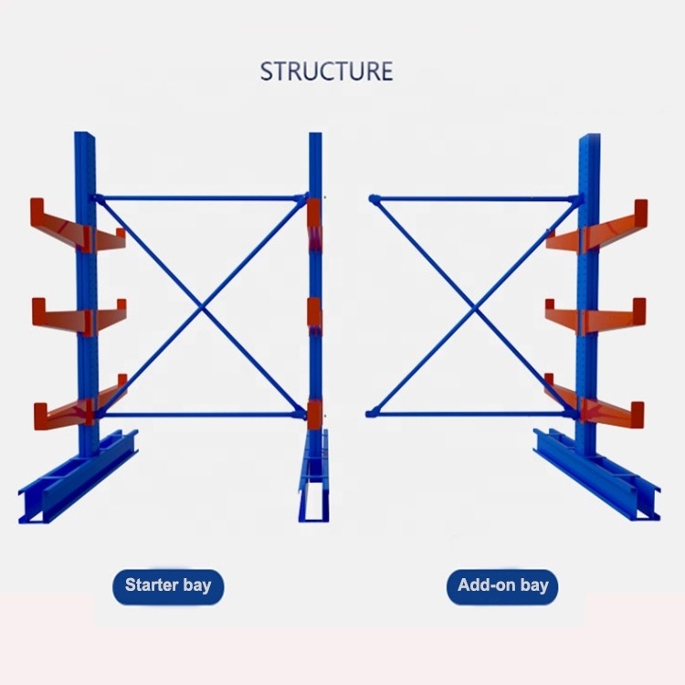 Customized heavy duty warehouse storage pipe rack metal cantilever arm racks