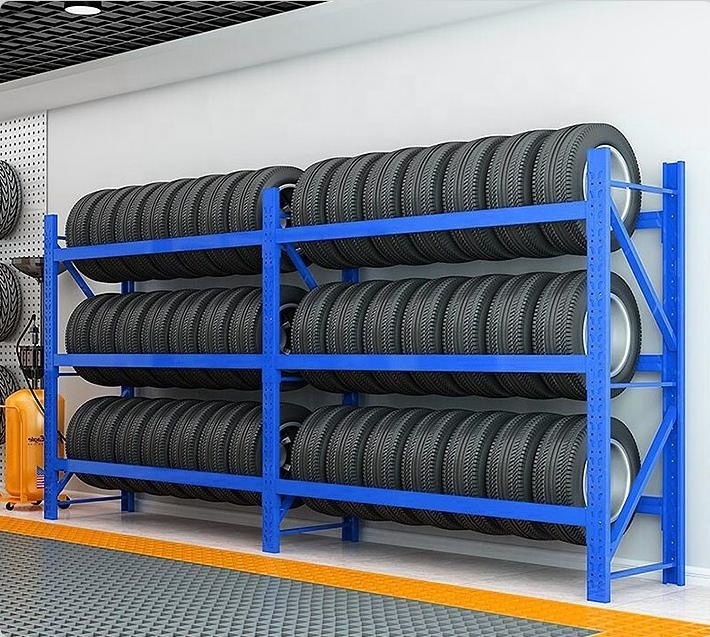 Workshop Spare Tyre Storage 3 Levels Warehouse Steel Tire Rack