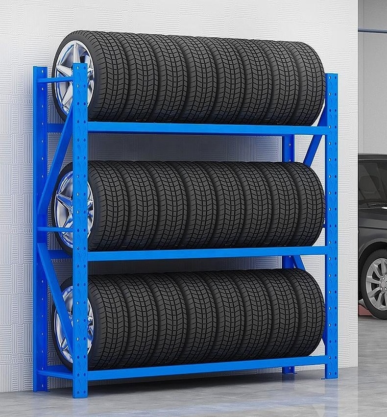 Workshop Spare Tyre Storage 3 Levels Warehouse Steel Tire Rack