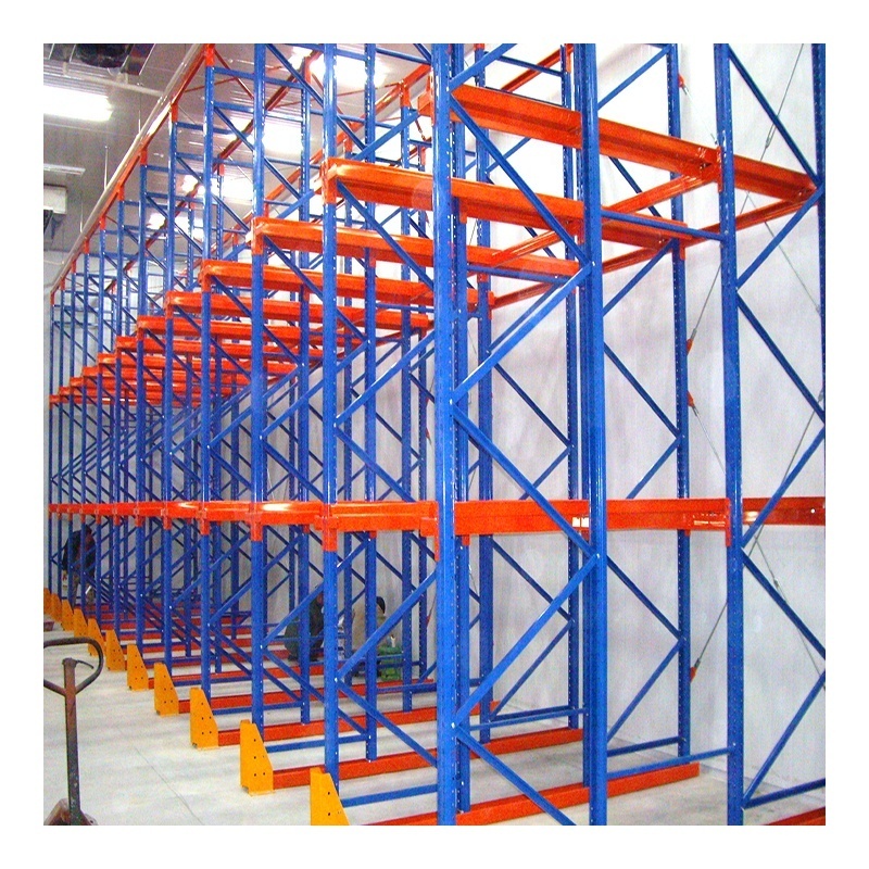 Space Saving Adjustable Drive Thru Pallet Racking System Metal Storage Rack Box Beams