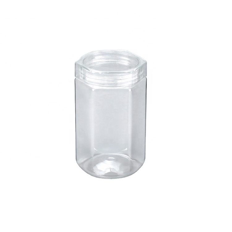 8.5 Oz Food Grade Plastic Container Food Jars Hexagon With Screwed Lid  Empty Canned Food Hexagon Candy Jar 250 Ml