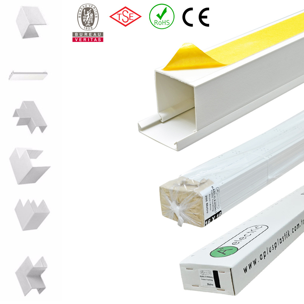 Pvc Cable Trunking 12X12 Self Adhesive Cable Channel Wiring Duct CE, RoHS, ISO 9001:2015 Made in Turkey High Quality