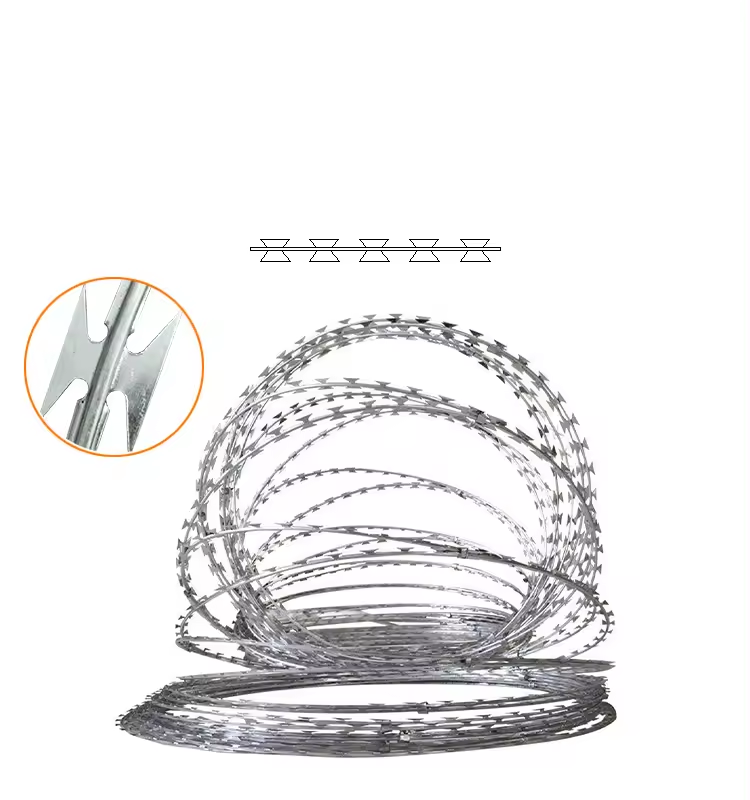 High security BTO22 CBT60 CBT65 concertina spiral razor blade wire fence for railway and border