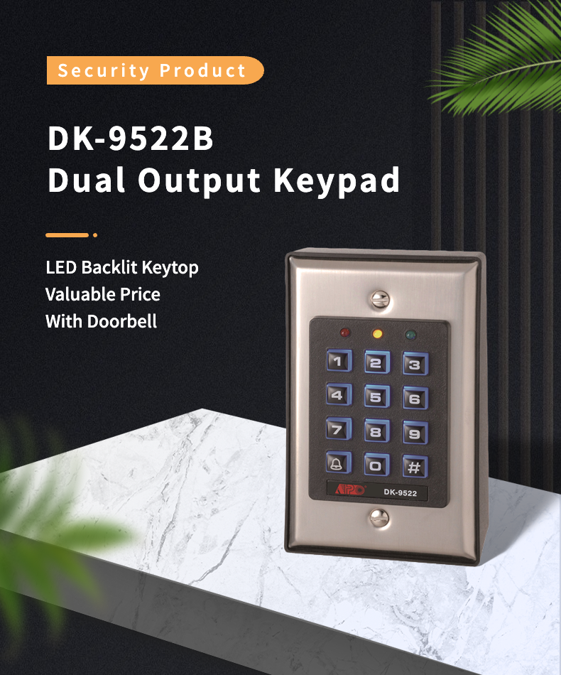 DK-9522B Surface Mount Dual Relay Keypad with Doorbell Button for Door Access Control Security Entry Device