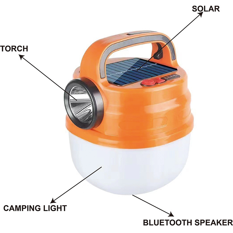 Solar Power Lantern Flashlight SOS Light Huge Lumen Outdoor Bluetooth Speaker