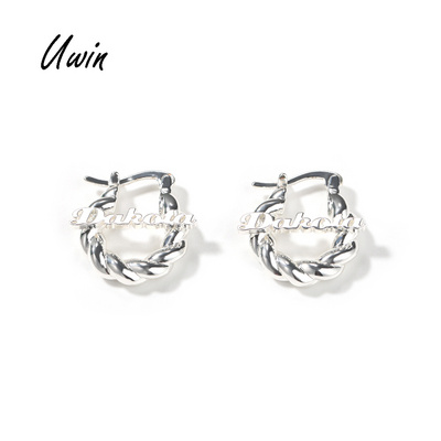 Mini Baby Girl Custom Stainless Steel 18mm Name  Earrings Personalized Letter Twist Hoops