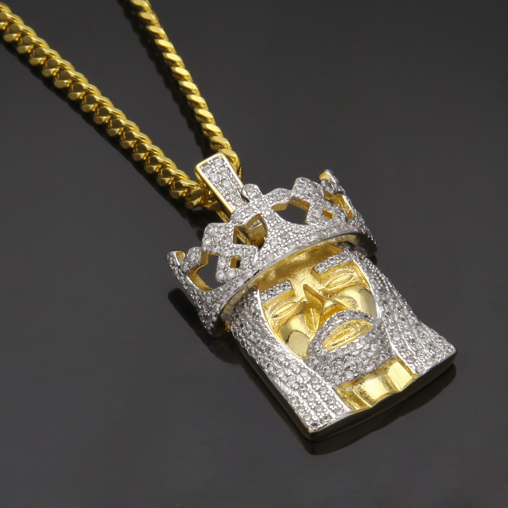 Hip Hop Diamond Iced Out Jeus Pendant White Gold Plating Jesus Pendant with Chain