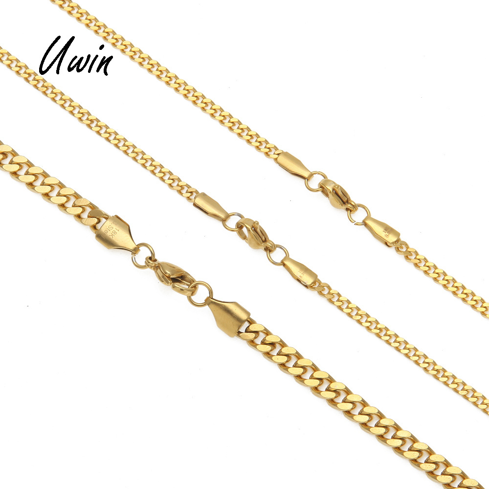 High Quality Stainless Steel Cuban Link  Chain 22K Gold Plated Miami Chain Rappers Man Women Necklace