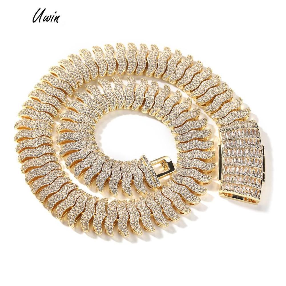 20mm Wide Centipede Cuban Chain Necklace Jewelry Miami Cuban Link Chain Hip Hop Jewelry Iced Out CZ Brass Jewelry