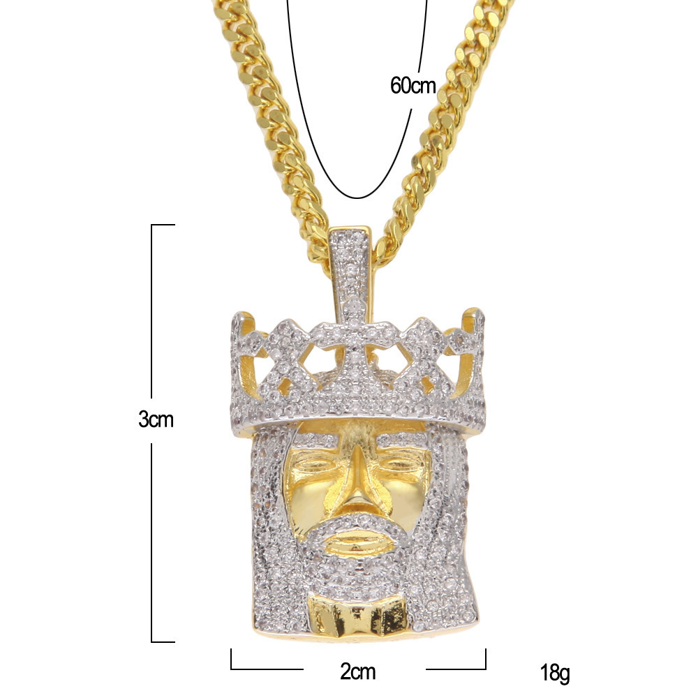 Hip Hop Diamond Iced Out Jeus Pendant White Gold Plating Jesus Pendant with Chain