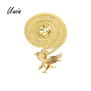 Hiphop Stainless Steel Gold Plated Eagle Men Pendant Golden Eagle Charm Pendants