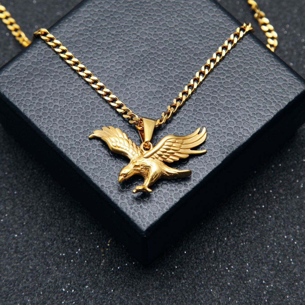 Hiphop Stainless Steel Gold Plated Eagle Men Pendant Golden Eagle Charm Pendants