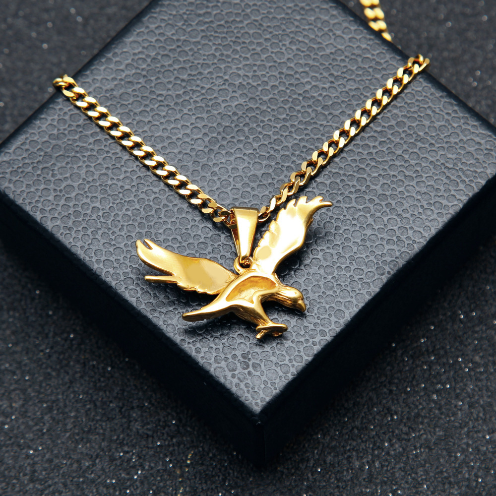 Hiphop Stainless Steel Gold Plated Eagle Men Pendant Golden Eagle Charm Pendants