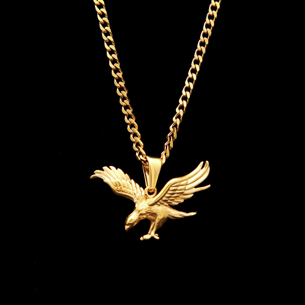 Hiphop Stainless Steel Gold Plated Eagle Men Pendant Golden Eagle Charm Pendants