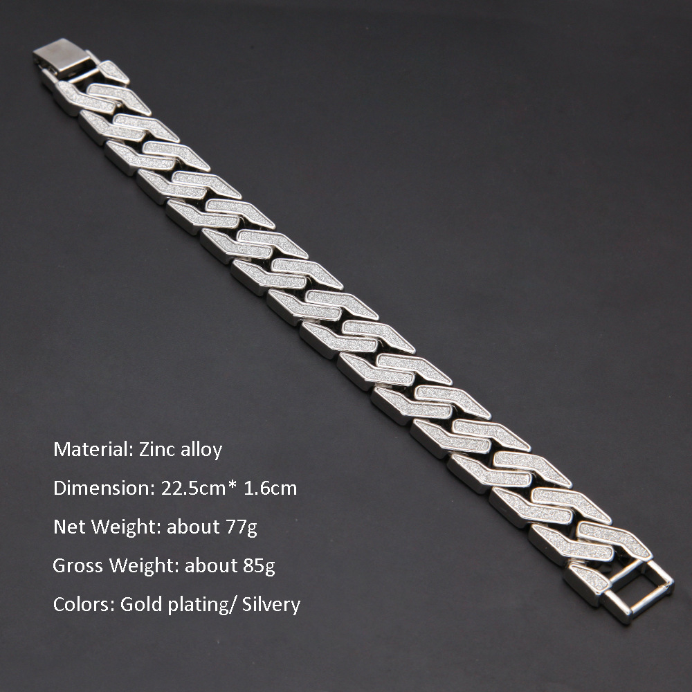 New Cuban Gold Chain Bracelet Bling Bling Glitter Curb Cuban Link Chain Wholesale Price Bracelet for Men