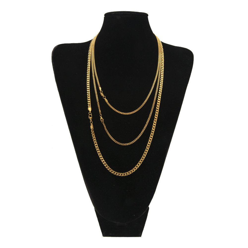 High Quality Stainless Steel Cuban Link  Chain 22K Gold Plated Miami Chain Rappers Man Women Necklace