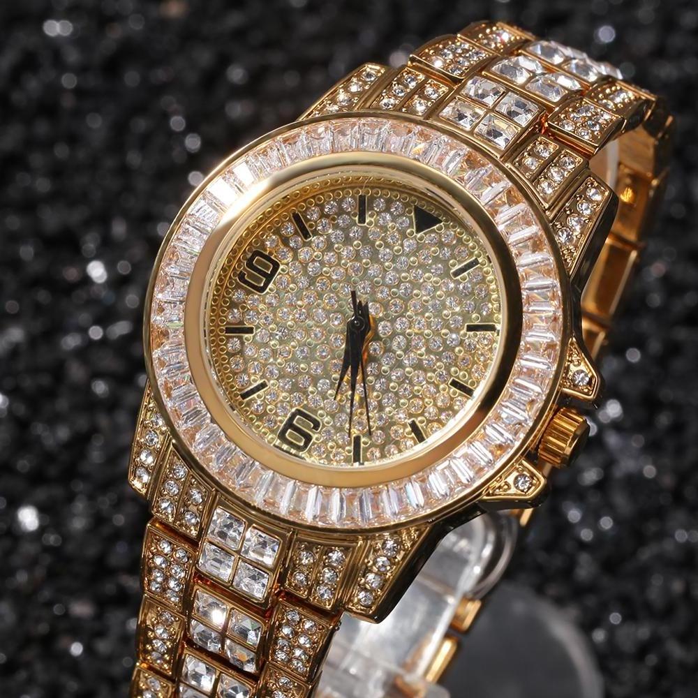 High Quality Iced Out Branded Watches for Men Hip Hop Gold Bling Bling Wrist Watch