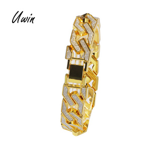 New Cuban Gold Chain Bracelet Bling Bling Glitter Curb Cuban Link Chain Wholesale Price Bracelet for Men