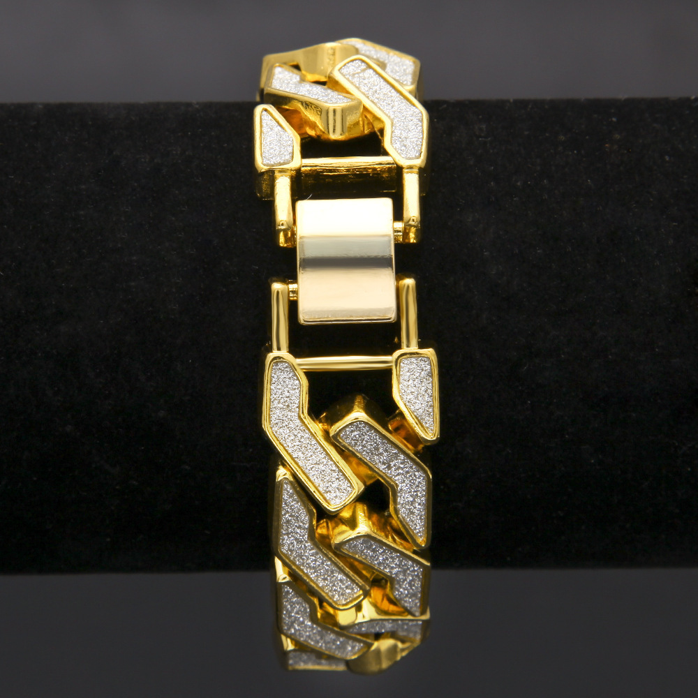 New Cuban Gold Chain Bracelet Bling Bling Glitter Curb Cuban Link Chain Wholesale Price Bracelet for Men