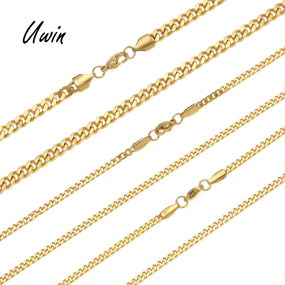 High Quality Stainless Steel Cuban Link  Chain 22K Gold Plated Miami Chain Rappers Man Women Necklace