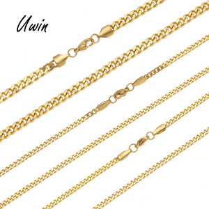 High Quality Stainless Steel Cuban Link  Chain 22K Gold Plated Miami Chain Rappers Man Women Necklace