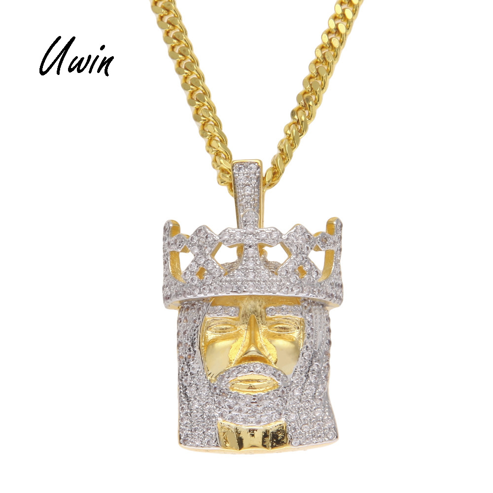 Hip Hop Diamond Iced Out Jeus Pendant White Gold Plating Jesus Pendant with Chain