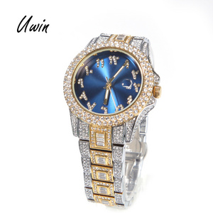 New Fashion Iced Out Watch Arabic Numerals Quartz Hip Hop Designer Gold Plated Luxury Men Women Watches