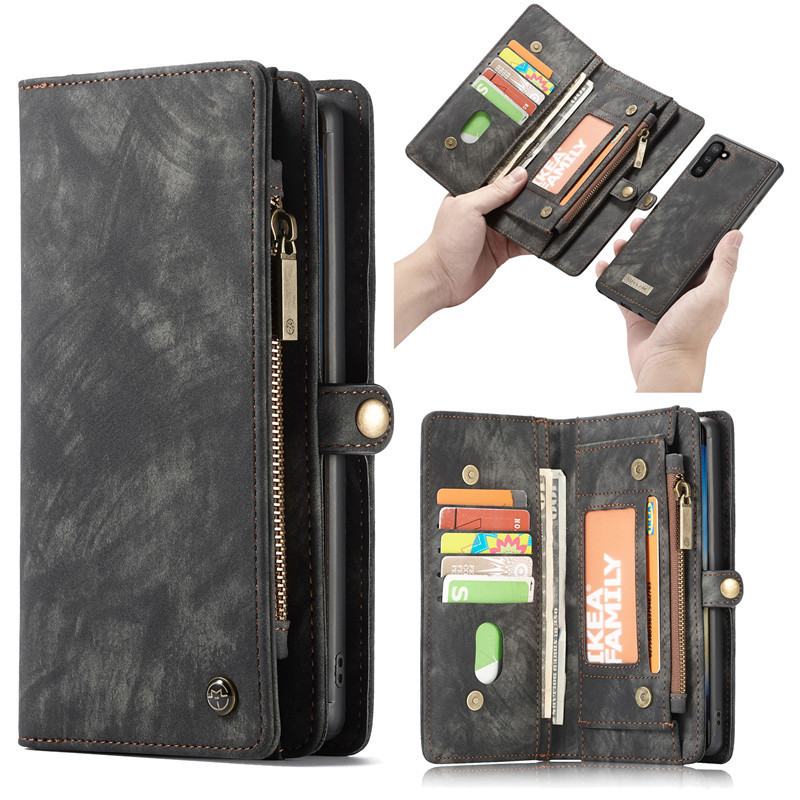 Magnetic detachable wallet phone case, PU leather flip phone case for samsung note 10 cover