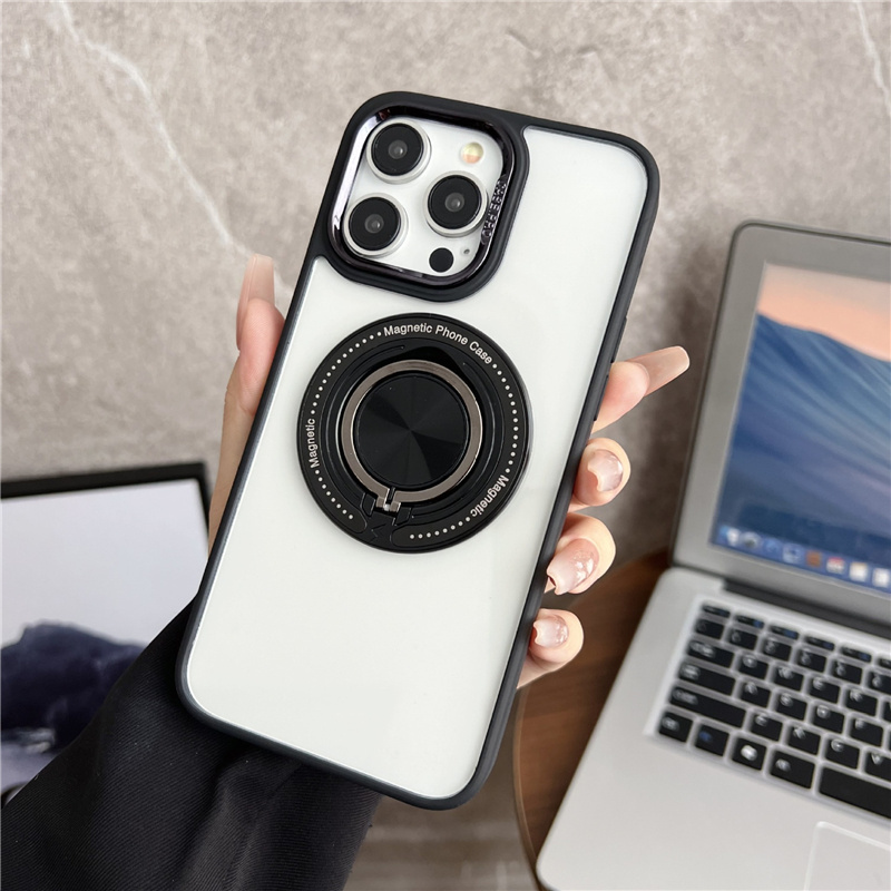 finger ring metal camera protector cases for iphone 11 12 13 pro max for iphone 15 phone case with magnetic invisible stand