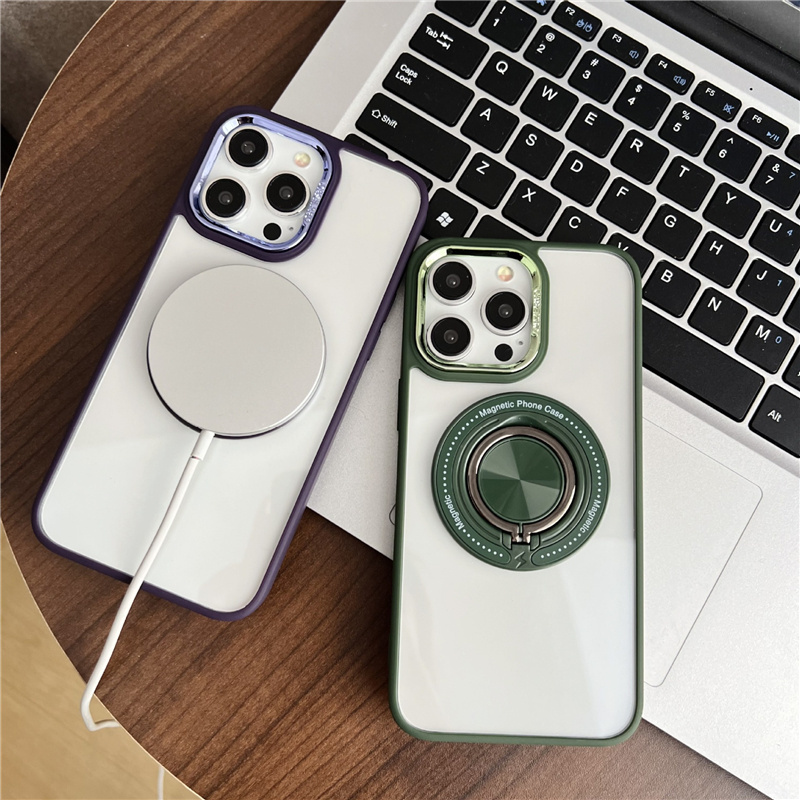 finger ring metal camera protector cases for iphone 11 12 13 pro max for iphone 15 phone case with magnetic invisible stand