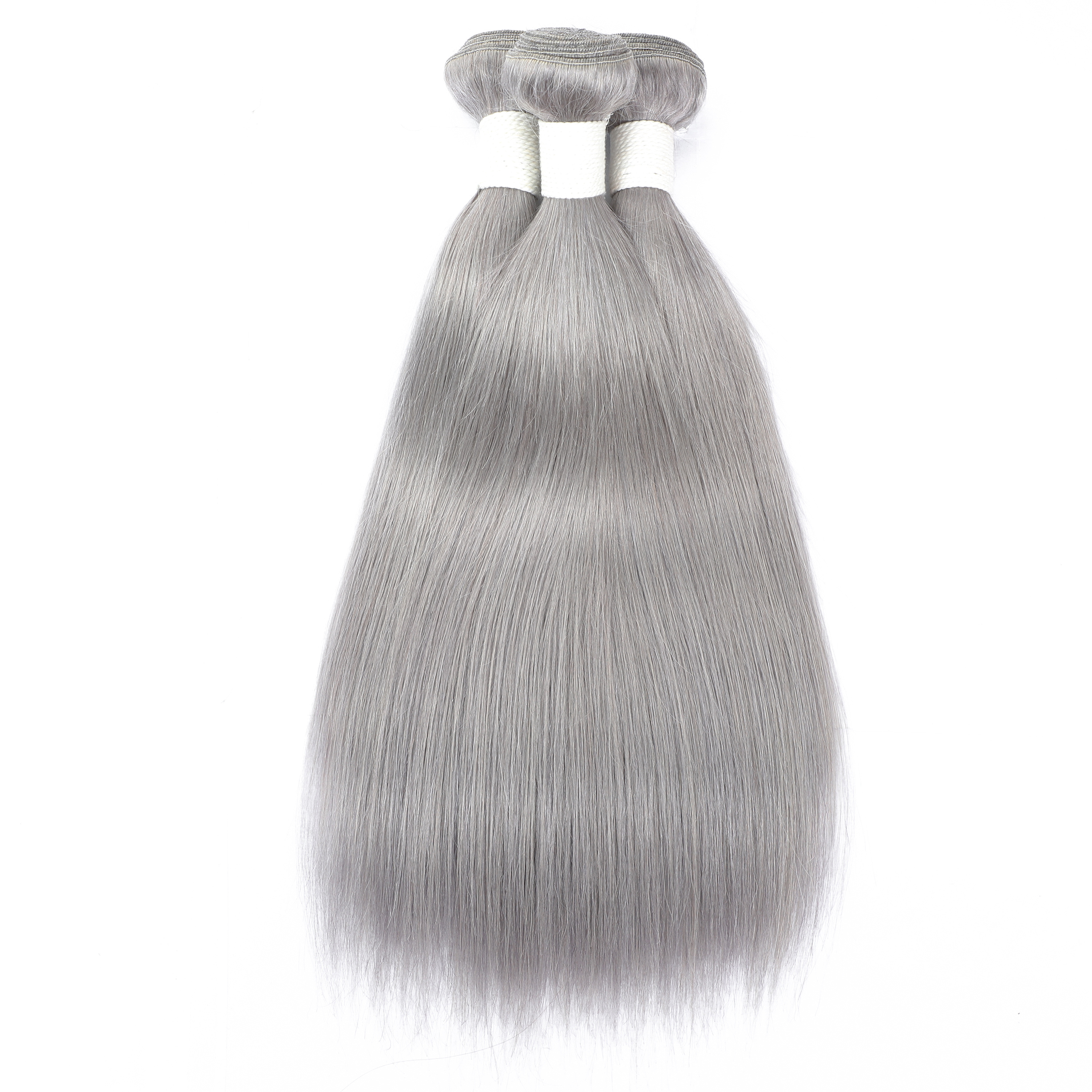 1B/ Grey Straight Human Hair 3 Bundles Ombre Brazilian Human Hair Weave Gray  Hair Extensions Remy Virgin  Apple Girl