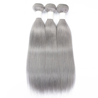 1B/ Grey Straight Human Hair 3 Bundles Ombre Brazilian Human Hair Weave Gray  Hair Extensions Remy Virgin  Apple Girl