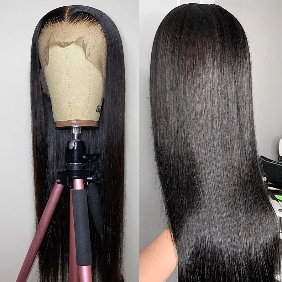 34 36 38 40 Inch Human Hair Wigs For Black Women Straight Body Water Wave Virgin Raw Indian Hair Long Lace Front Wigs Wholesale