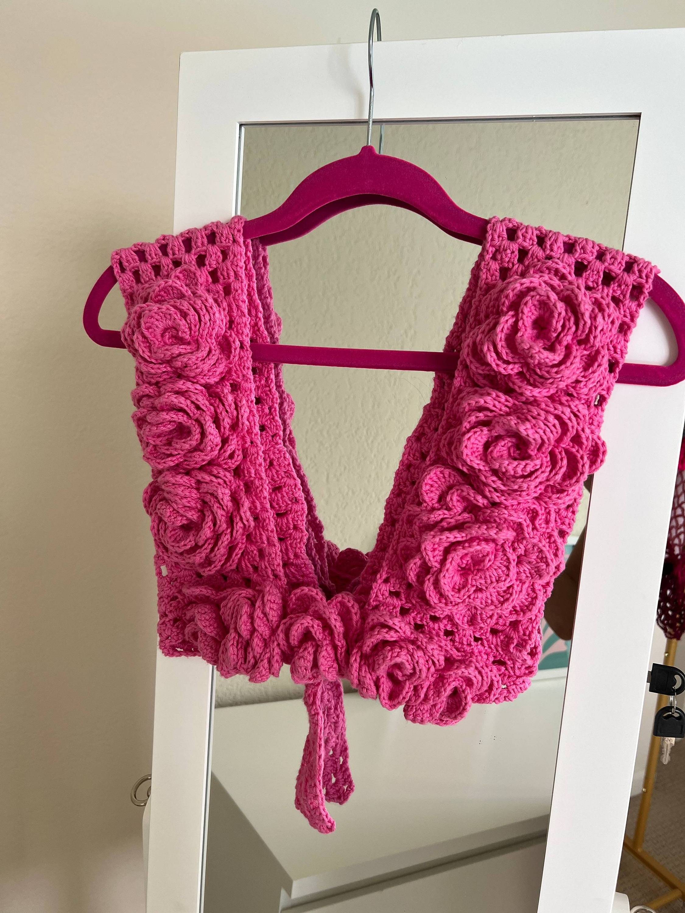 2024 Women Crochet Crop Top  Sexy Flowers Tops Handmade Knit Top