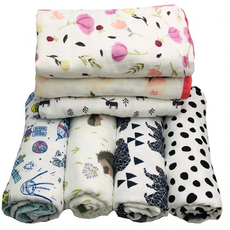 Quick-Dry Printed Pattern Baby Carriage Outside Muslim Blanket Baby Wrapping Swaddle Blanket