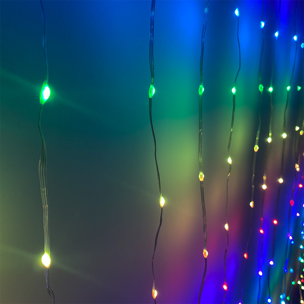 Smart APP Control LED Curtain Lights Outdoor 20x2M 400 Pixels RGB String Copper Fairy Christmas Decoration LED Curtain Lights