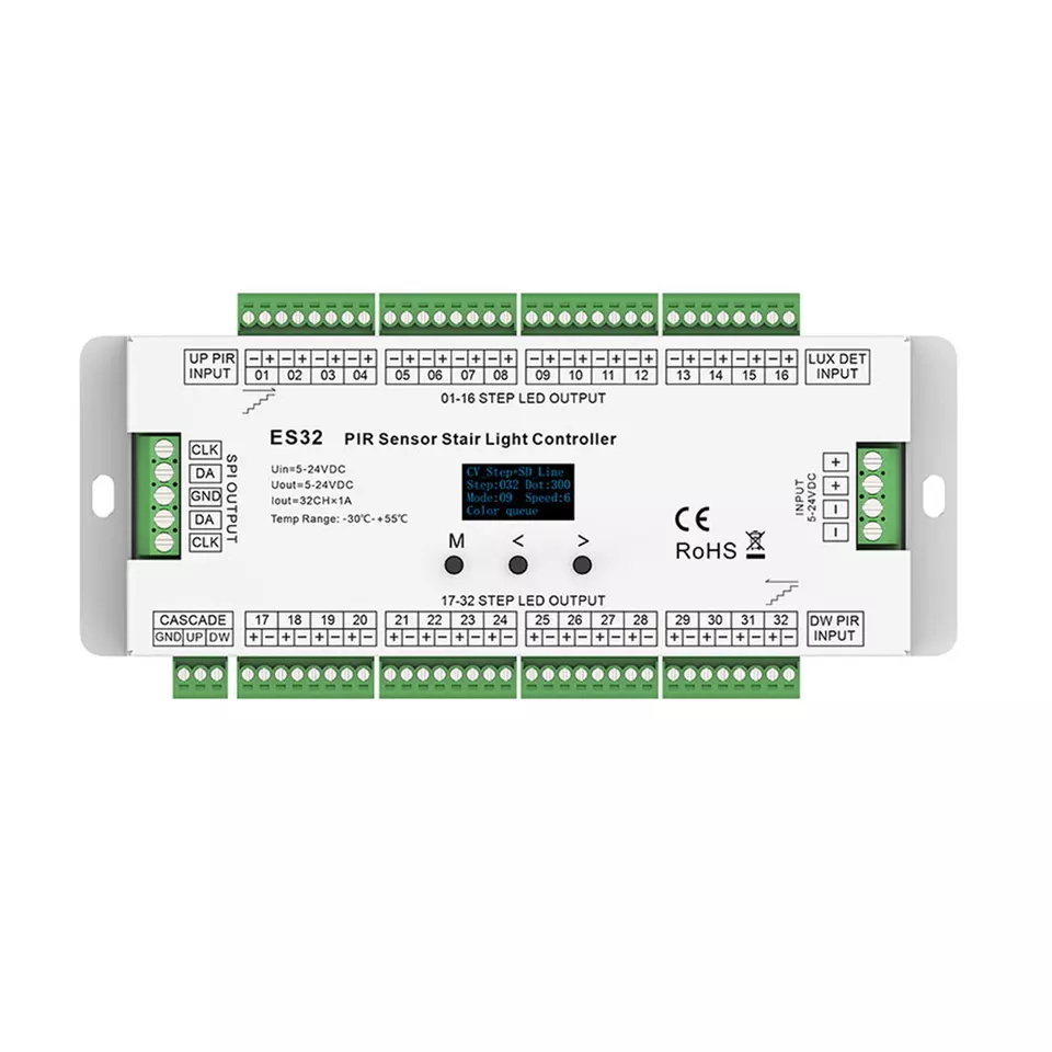 32 steps sensor es32 PIR led stair light controller ES32 5v 12v 24v 768w Man Body Infrared Stair Light Controller motion sensor