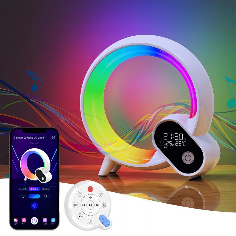 Novelty Smart Q Led Wake Up Light Ambient Light Night Dimmable Alarm Clock Wake-Up Digital Display Children Bedroom Decorative