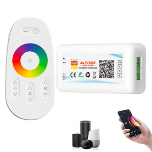 Tuya rgb controller 2.4g rf remote control 12-24v Constant Voltage led strip light smart phone smartlife app wifi rgb controller