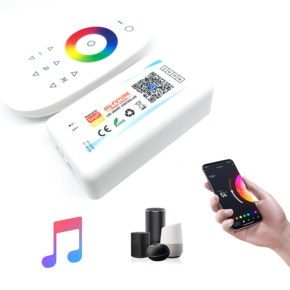 Tuya rgb controller 2.4g rf remote control 12-24v Constant Voltage led strip light smart phone smartlife app wifi rgb controller