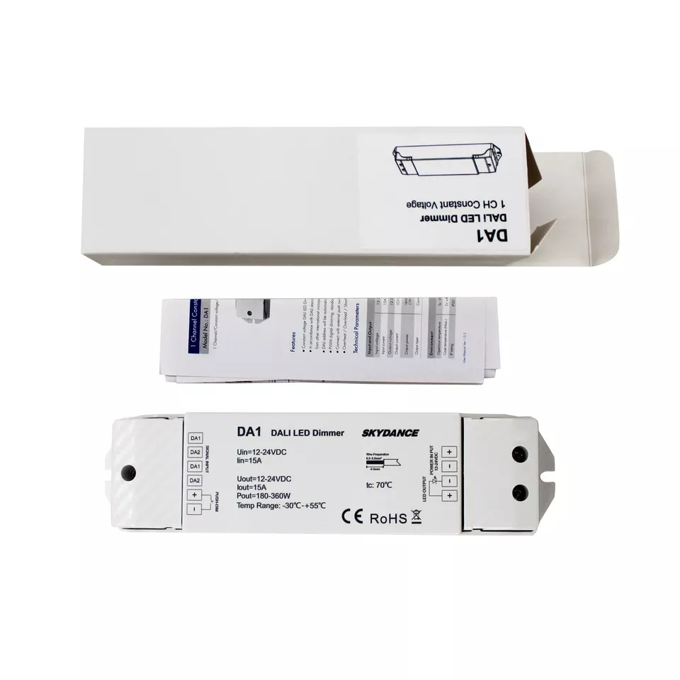 DA1 DALI Dimmer Light Controller PWM DC12-24V 15A 1 Channel With Push-dim 0~100% Dimmable Dimmer Switch For Dimmable Led Light