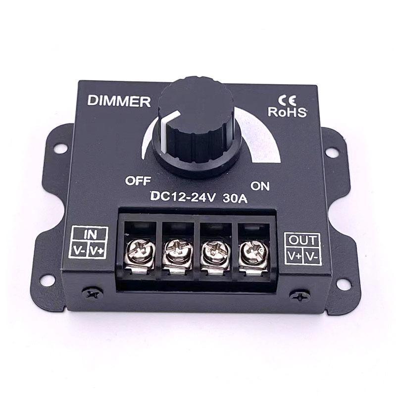 Knob Dimmers 12-24V 30A High Power LED Strip Light PWM Dimming Controller Steel Case 12V 24V 36V 48V rotating LED Dimmer