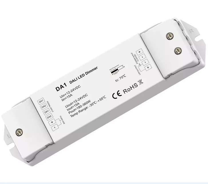 DA1 DALI Dimmer Light Controller PWM DC12-24V 15A 1 Channel With Push-dim 0~100% Dimmable Dimmer Switch For Dimmable Led Light