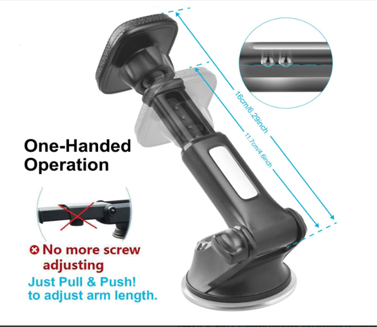 Car Phone Mount Easy Clamp, Ultimate Hands-Free Phone Holder for Car Dashboard Air Vent Windshield, Super Suction Cup