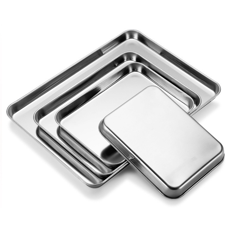 Wholesale stainless steel baking tray food grade oven pan metal rack trolley cake mold aluminum dry perforated punching sheet