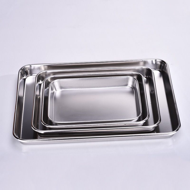 Wholesale stainless steel baking tray food grade oven pan metal rack trolley cake mold aluminum dry perforated punching sheet