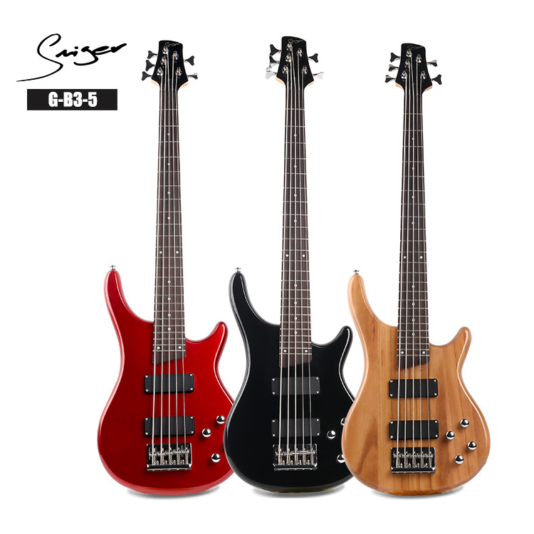 High quality bass guitar 5 string OEM logo electric guitar bass with case