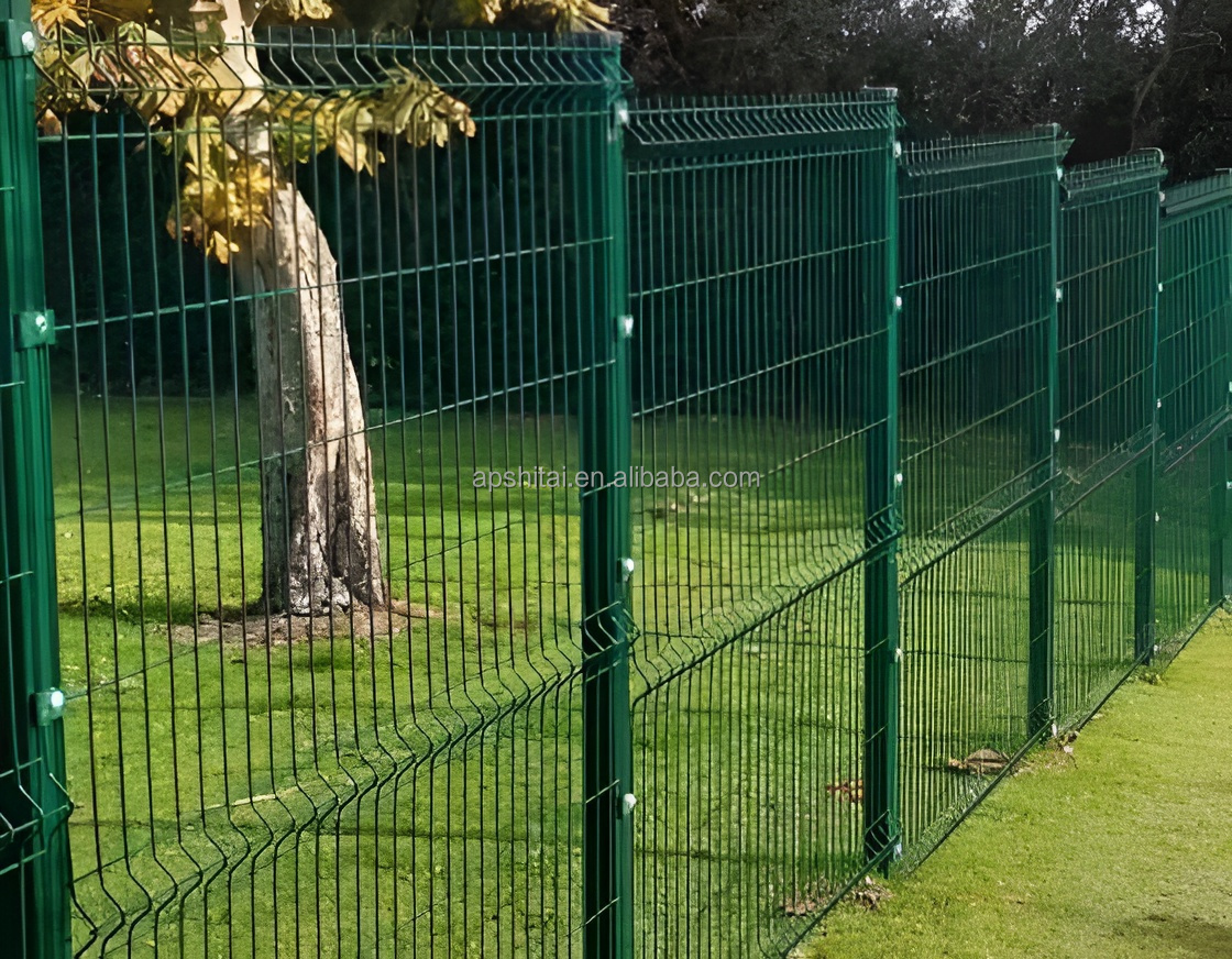 Decorative metal fencing panels trellis steel galvanized fencing 3d curved  wire mesh  PVC coated fencing